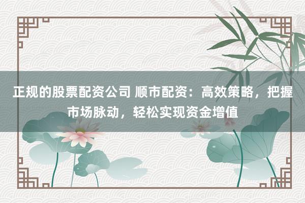 正规的股票配资公司 顺市配资：高效策略，把握市场脉动，轻松实现资金增值