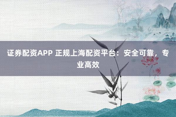 证券配资APP 正规上海配资平台：安全可靠，专业高效