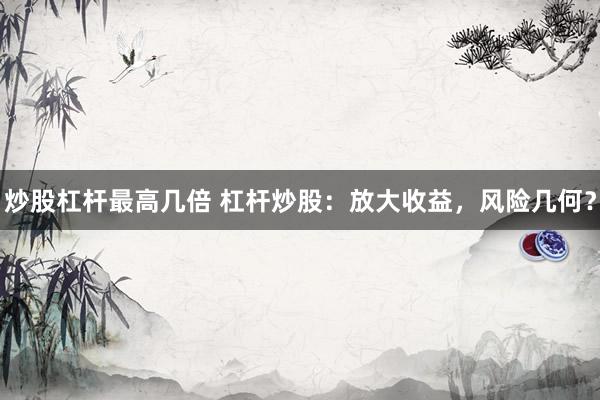 炒股杠杆最高几倍 杠杆炒股：放大收益，风险几何？