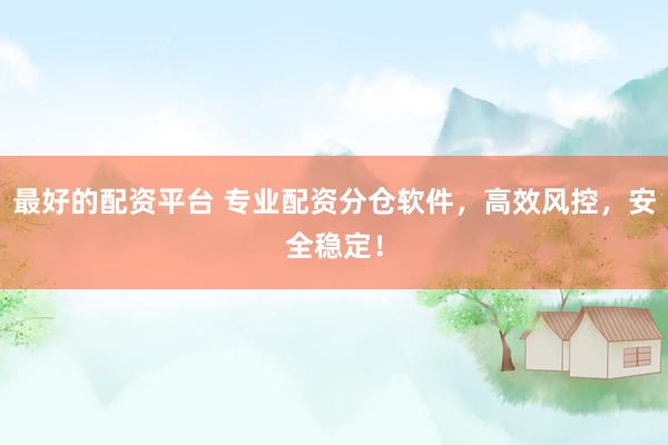 最好的配资平台 专业配资分仓软件，高效风控，安全稳定！