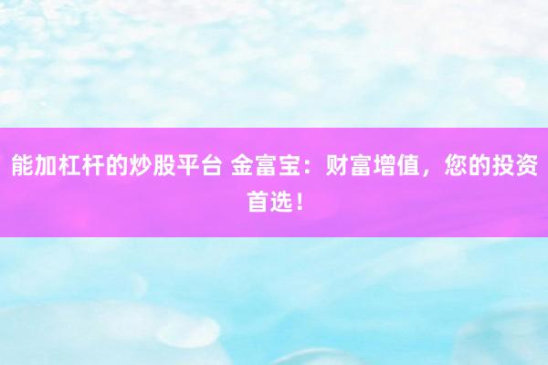 能加杠杆的炒股平台 金富宝：财富增值，您的投资首选！