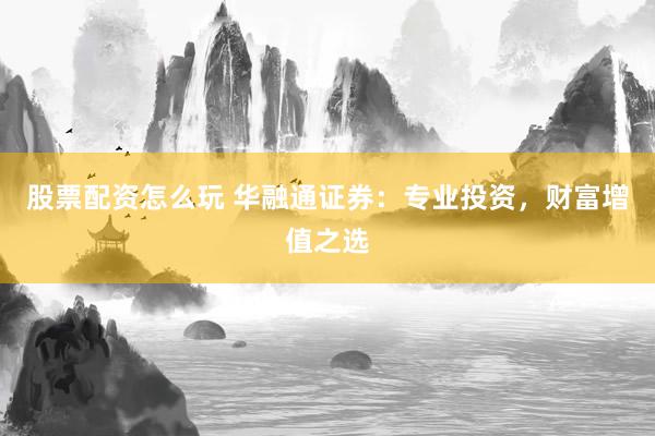 股票配资怎么玩 华融通证券：专业投资，财富增值之选