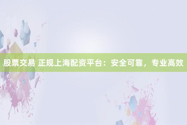 股票交易 正规上海配资平台：安全可靠，专业高效