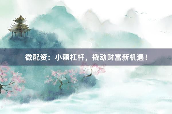 微配资：小额杠杆，撬动财富新机遇！