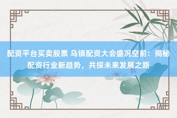 配资平台买卖股票 乌镇配资大会盛况空前：揭秘配资行业新趋势，共探未来发展之路