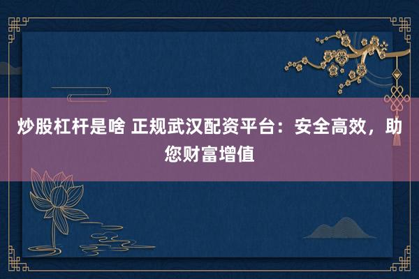 炒股杠杆是啥 正规武汉配资平台：安全高效，助您财富增值