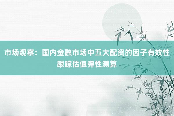市场观察：国内金融市场中五大配资的因子有效性跟踪估值弹性测算