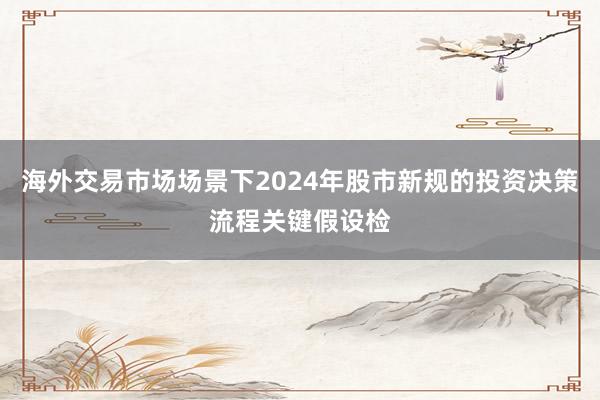 海外交易市场场景下2024年股市新规的投资决策流程关键假设检