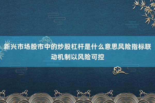 新兴市场股市中的炒股杠杆是什么意思风险指标联动机制以风险可控