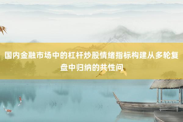 国内金融市场中的杠杆炒股情绪指标构建从多轮复盘中归纳的共性问