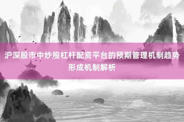 沪深股市中炒股杠杆配资平台的预期管理机制趋势形成机制解析