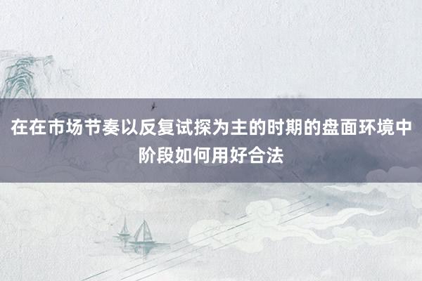 在在市场节奏以反复试探为主的时期的盘面环境中阶段如何用好合法
