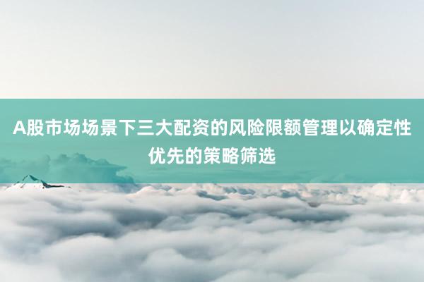 A股市场场景下三大配资的风险限额管理以确定性优先的策略筛选