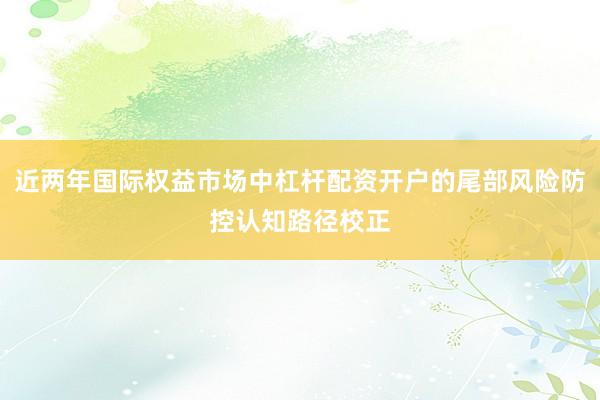 近两年国际权益市场中杠杆配资开户的尾部风险防控认知路径校正